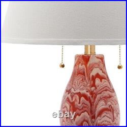 SAFAVIEH Color Swirls Glass Table Lamp (Set of 2) Orange / White