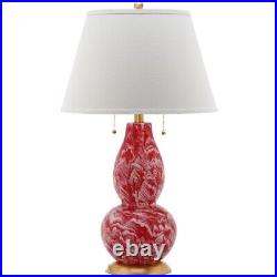 SAFAVIEH Color Swirls Glass Table Lamp (Set of 2) Red / White