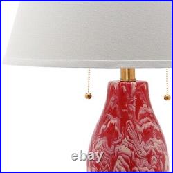 SAFAVIEH Color Swirls Glass Table Lamp (Set of 2) Red / White