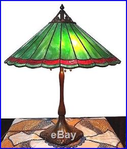 SIGNED Antique HANDEL Leaded Stained Glass TABLE LAMP c 1903