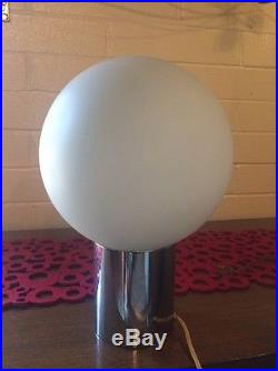 SONNEMAN Mid Century Modern Chrome Cylinder Glass Ball Orb Table Lamp