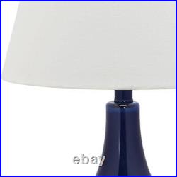 Safavieh Amy Gourd Glass Table Lamp 24H With White Shade Navy Blue (Set Of 2)