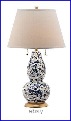 Safavieh Color Swirls GLASS TABLE LAMP Set of 2 Navy & White