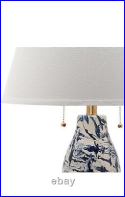 Safavieh Color Swirls GLASS TABLE LAMP Set of 2 Navy & White