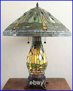 Serena d'italia Tiffany-style Green Dragonfly Table Lamp with Lighted 20 Shade