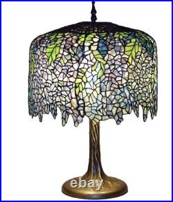 Serena dItalia Tiffany Style Blue Wisteria Lamp with Tree Trunk Base