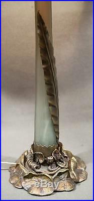 Signed Galle 32h 15 D Large Art Nouveau Style Table Lamp Great Base & Shade