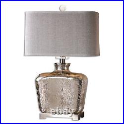 Silver Gray Glass Table Lamp Elegant Wide Contemporary