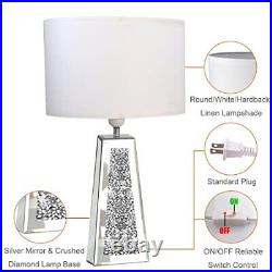 Silver Mirror Crushed Diamond Led Table Lamp Four Prism Shaped Crystal Diamond M