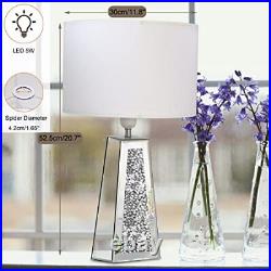 Silver Mirror Crushed Diamond Led Table Lamp Four Prism Shaped Crystal Diamond M