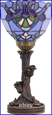 Small Tiffany Lamp Mini Stained Glass Table Lamp Blue Baroque Accent Desk Upligh