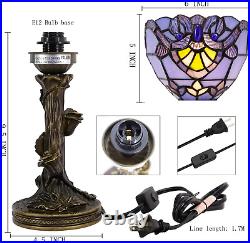 Small Tiffany Lamp Mini Stained Glass Table Lamp Blue Baroque Accent Desk Upligh