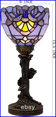 Small Tiffany Lamp Mini Stained Glass Table Lamp Blue Baroque Accent Desk Upligh