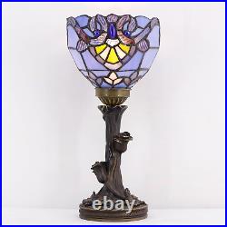 Small Tiffany Lamp Mini Stained Glass Table Lamp Blue Baroque Accent Desk Upligh