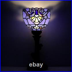 Small Tiffany Lamp Mini Stained Glass Table Lamp Blue Baroque Accent Desk Upligh