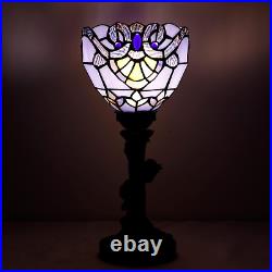 Small Tiffany Lamp Mini Stained Glass Table Lamp Blue Baroque Accent Desk Upligh