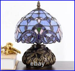 Small Tiffany Table Lamp, Baroque Style Stained Glass Lamp Bronze Mushroom Resin