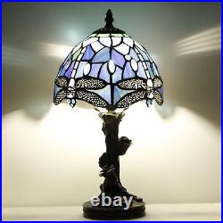 Small Tiffany Table Lamp Stained Glass Desk Lamp Blue Dragonfly Style Bedside