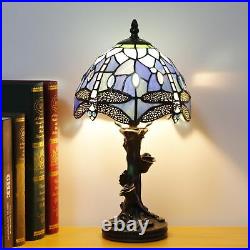 Small Tiffany Table Lamp Stained Glass Desk Lamp Blue Dragonfly Style Bedside