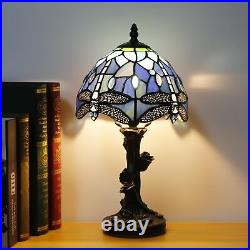 Small Tiffany Table Lamp Stained Glass Desk Lamp Blue Dragonfly Style Bedside