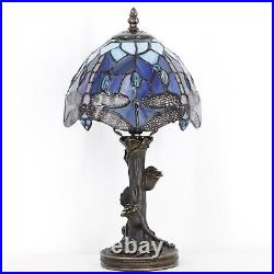 Small Tiffany Table Lamp Stained Glass Desk Lamp Blue Dragonfly Style Bedside