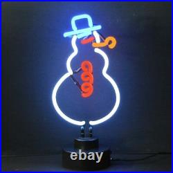 Snowman Neon Sign Sculpure glass electric table Frosty lamp snow winter light