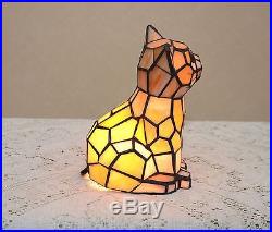 Sold out! 8.5H Stained Glass Tiffany Style Kitty Cat Night Light Table Desk Lamp