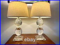 Solid Crystal Glass Table Lamp (set of 2) Full Spectrum Light Barely Used 25