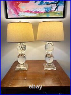 Solid Crystal Glass Table Lamp (set of 2) Full Spectrum Light Barely Used 25