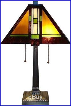 Southwest Tiffany Style Table Lamp Stained Glass Desk Art Deco Mission Craftsman