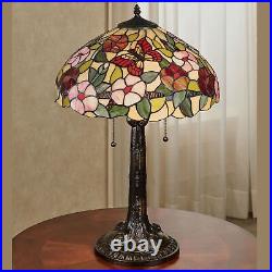 Spring Blossoms Stained Glass Table Lamp Multi Pastel 23.5 Inches High