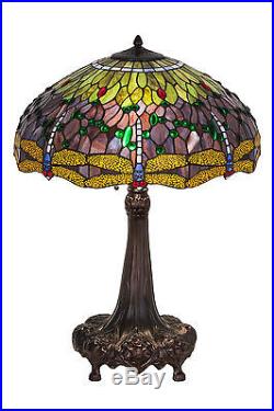 Stain Glass 32 Inch H Tiffany Hanging head Dragonfly Table Lamp FREE SHIPPING