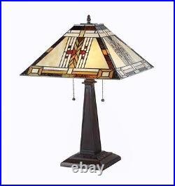 Stained Glass Chloe Lighting Mission 2 Light Table Lamp 16 Shade Handcrafted