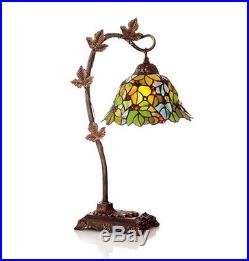 Stained Glass Floral Leaf 23 H Desk Table Lamp with Bowl Shade River of Goods