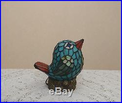 Stained Glass Handcrafted Lovely Bird Night Light Table Desk Lamp. Cute