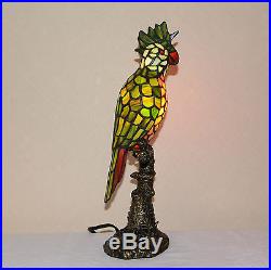Stained Glass Handcrafted Parrot Night Light Table Desk Lamp