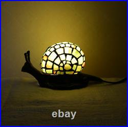 Stained Glass Handcrafted Snail Night Light Table Desk Lamp. Cute