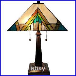 Stained Glass Mission Table Lamp 21-inch Tiffany Style Aztec Mission Table Lamp