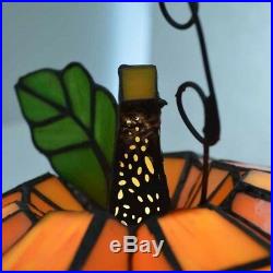 Stained Glass Pumpkin Table Lamp Halloween Thanksgiving 9 Tall Night Light