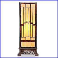 Stained Glass Rustic Style 17-in Modern Hurricane Accent Reading Table Lamp