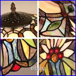 Stained Glass Table Desk Lamp Tiffany Style Double Lit Floral Design Shade