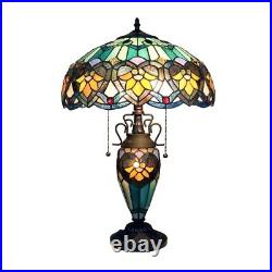 Stained Glass Table Desk Lamp Tiffany Style Double Lit Victorian Design Shade