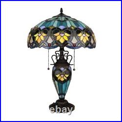 Stained Glass Table Desk Lamp Tiffany Style Double Lit Victorian Design Shade