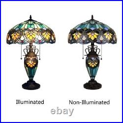 Stained Glass Table Desk Lamp Tiffany Style Double Lit Victorian Design Shade