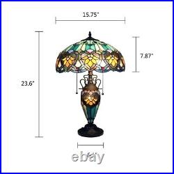 Stained Glass Table Desk Lamp Tiffany Style Double Lit Victorian Design Shade