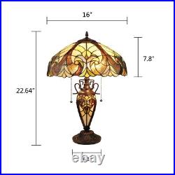 Stained Glass Table Desk Lamp Tiffany Style Double Lit Victorian Design Shade