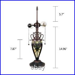 Stained Glass Table Desk Lamp Tiffany Style Double Lit Victorian Design Shade