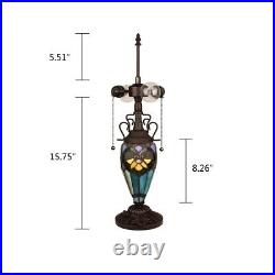 Stained Glass Table Desk Lamp Tiffany Style Double Lit Victorian Design Shade