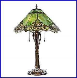 Stained Glass Table Lamp Green Tiffany Style Desk Bedside Victorian Art Deco