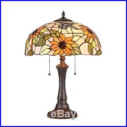 Stained Glass Table Lamp Sunflower Floral Design Tiffany Style Shade